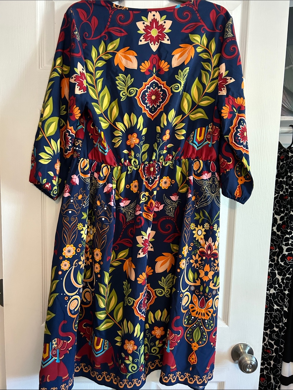 BloomChic Navy Midi Dress with Multicolor Floral Print - Picture 2 of 3